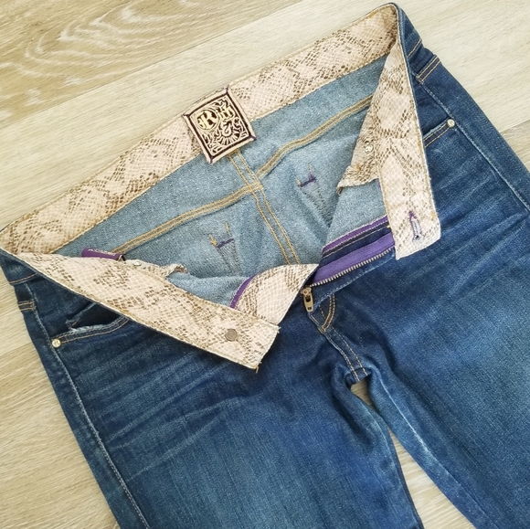 Rich & Skinny Storm Dark Blue Boot Cut Flare Denim Jeans Long Stretch USA made - Picture 2 of 14